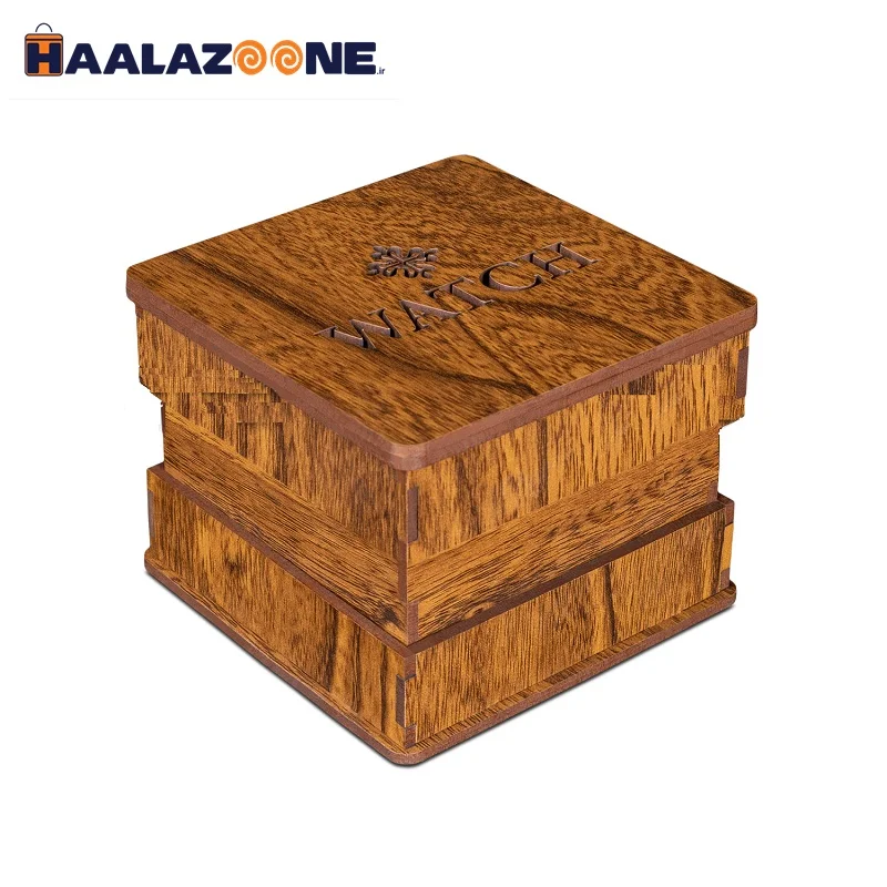 جعبه ساعت چوبی بالشدار لیزری کد 200g